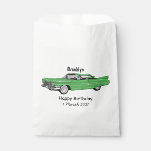 Classic car 1959 cartoon illustration favour bags