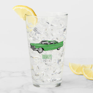Classic car 1959 cartoon illustration glass