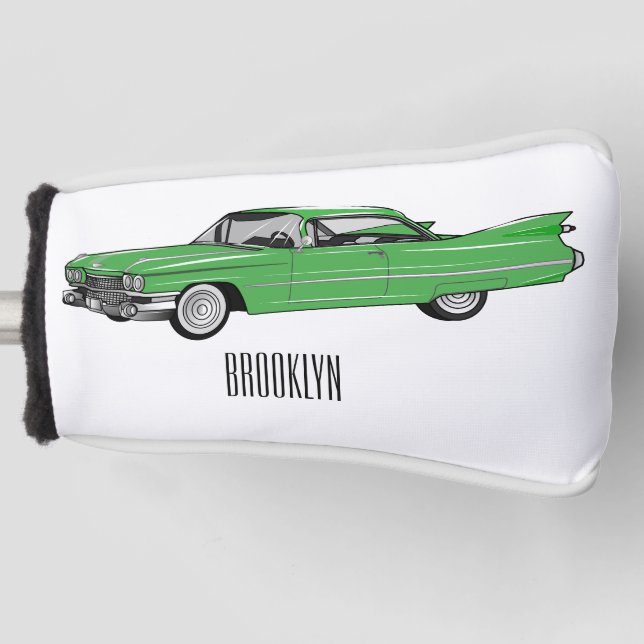 Classic car 1959 cartoon illustration golf head cover (Front)