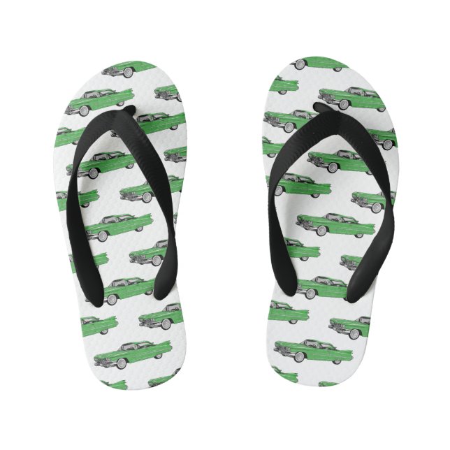 Classic car 1959 cartoon illustration kid's jandals (Footbed)
