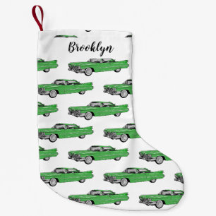Classic car 1959 cartoon illustration small christmas stocking