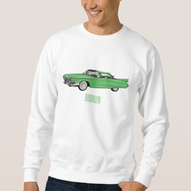 Classic car 1959 cartoon illustration sweatshirt (Front)