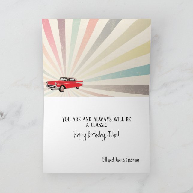 Classic Car 50's Retro Vintage Birthday Card (Inside)