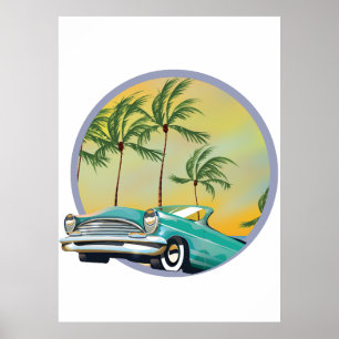 Classic Car at dusk Poster