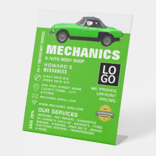 Classic Car, Auto Mechanic & Repairs Advertising Pedestal Sign