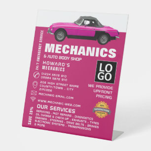 Classic Car, Auto Mechanic & Repairs Advertising Pedestal Sign