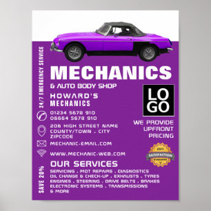 Classic Car, Auto Mechanic & Repairs Advertising Poster
