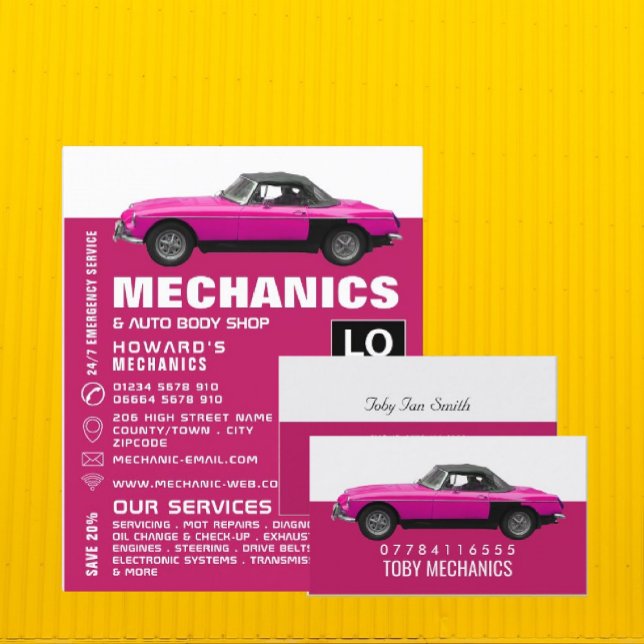Classic Car, Auto Mechanic & Repairs Business Card (Creator Uploaded)