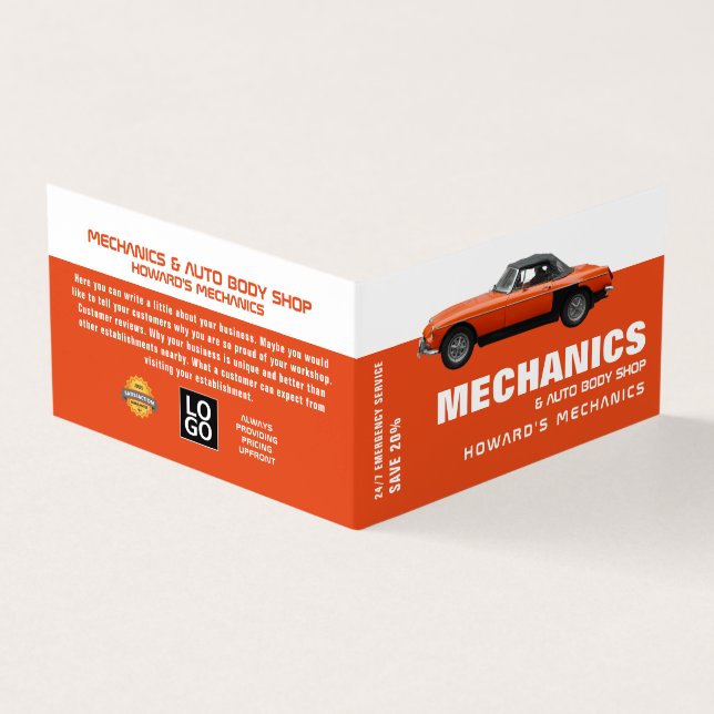 Classic Car, Auto Mechanic & Repairs, Detailed Business Card (Outside)