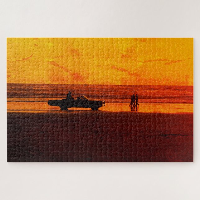 Classic Car Beach Sunset Jigsaw Puzzle (Horizontal)