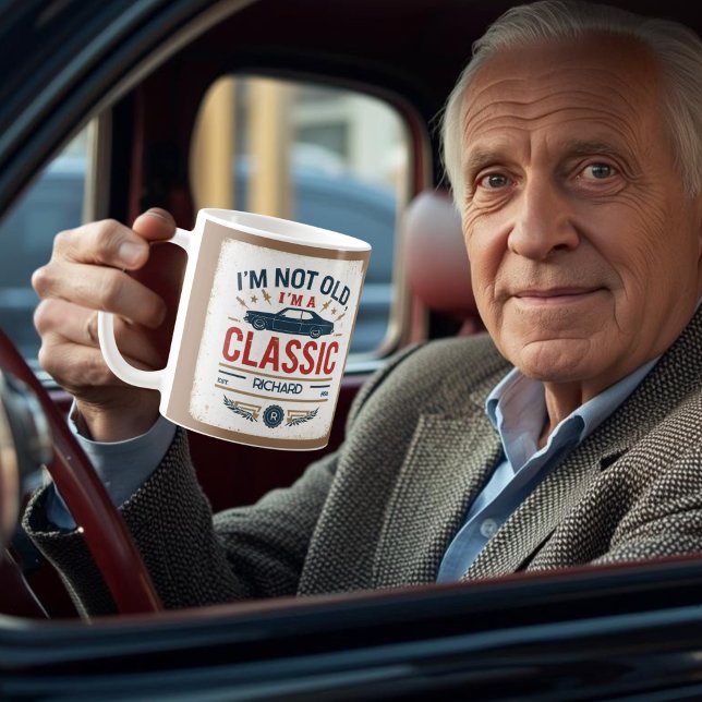 Classic car birthday gift coffee mug (Creator Uploaded)