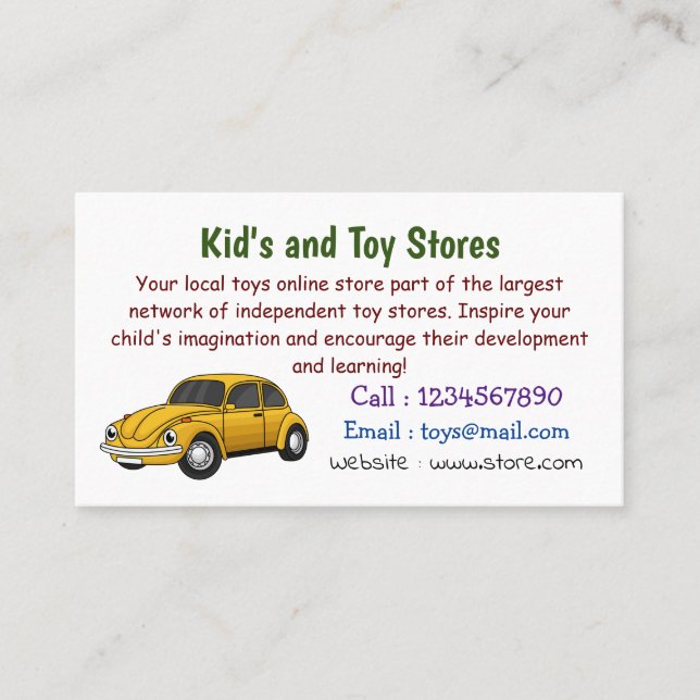 Classic car cartoon business card (Front)