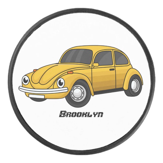 Classic car cartoon hockey puck (Front)