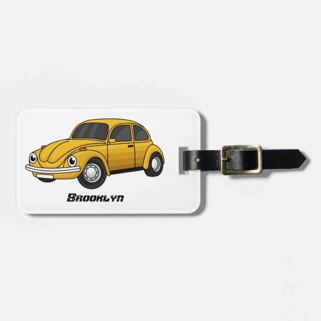 Classic car cartoon luggage tag (Front Horizontal)