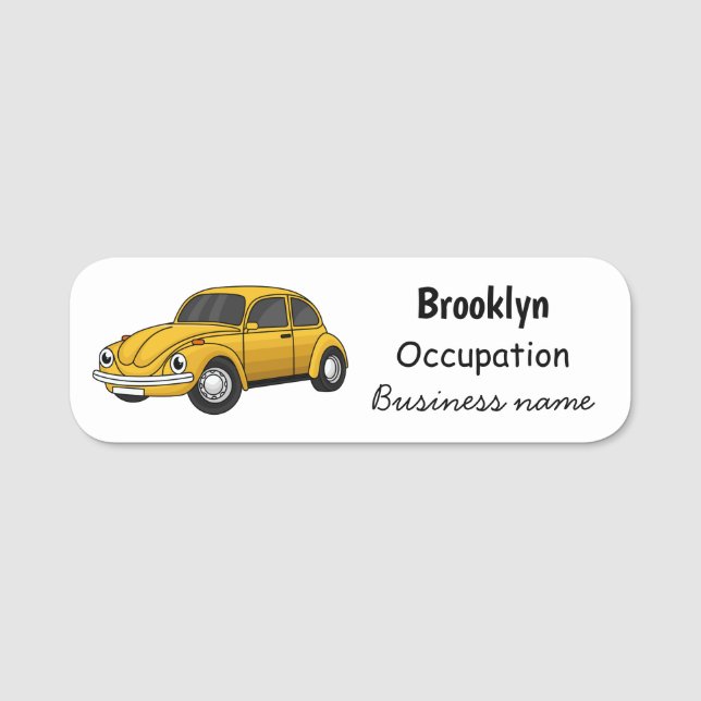 Classic car cartoon name tag (Front)