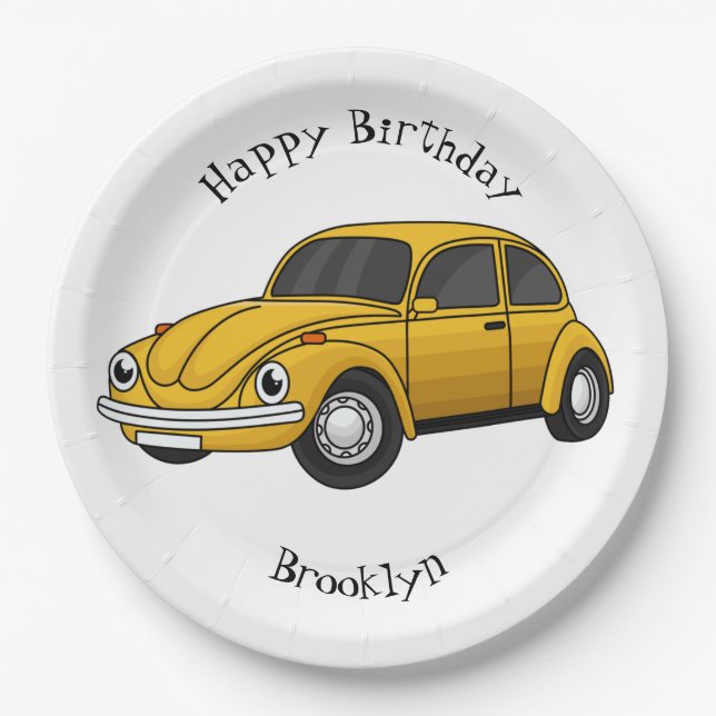 Classic car cartoon paper plate (Front)