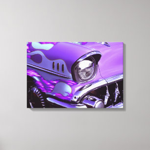 Classic car: Chevrolet with flaming hood Canvas Print