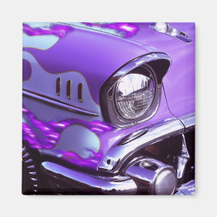 Classic car: Chevrolet with flaming hood Magnet