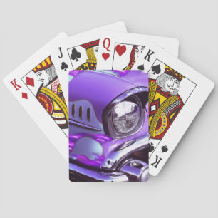 Classic car: Chevrolet with flaming hood Playing Cards