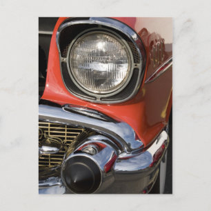 Classic Car Chrome Parts and Headlight Postcard