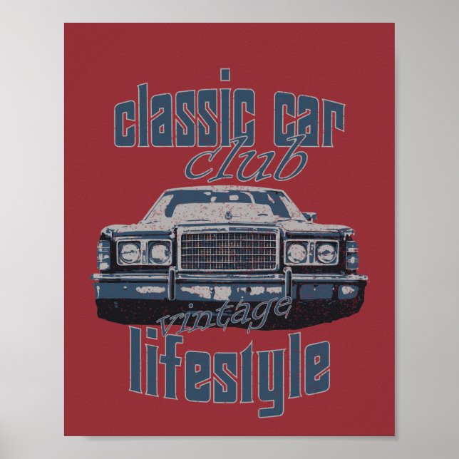 classic car club vintage old car lover gift poster (Front)