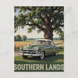 🌳 Classic Car Countryside Travel Retro Roa Postcard