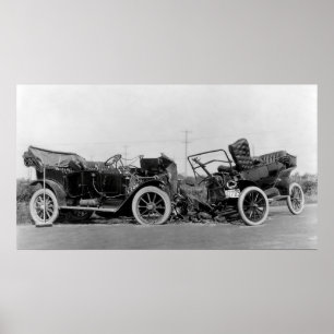 CLASSIC CAR CRASH 1914 POSTER