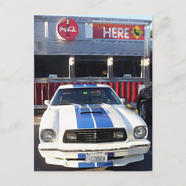 Classic Car Cruise Night at Diner Postcard (Front)