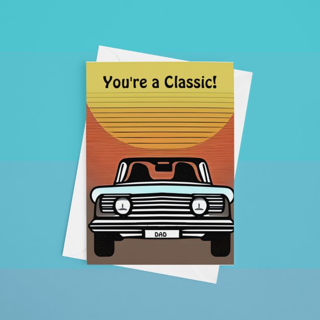 Classic Car Driving off into sunset personalize Card (Creator Uploaded)