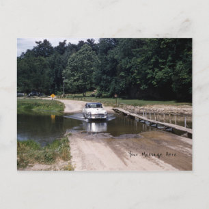 Classic Car Driving Through Water in a Park Postcard