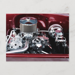 Classic Car Engine Postcard