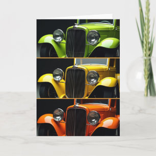 Classic Car Floral Fathers Day Card
