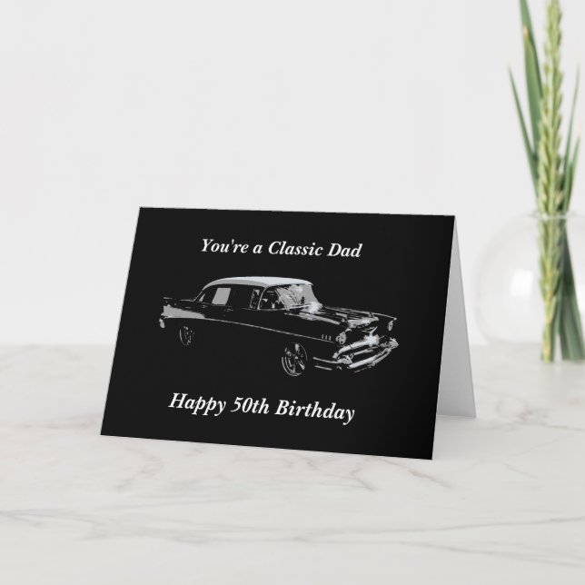 Classic Car Happy Birthday Card (Front)