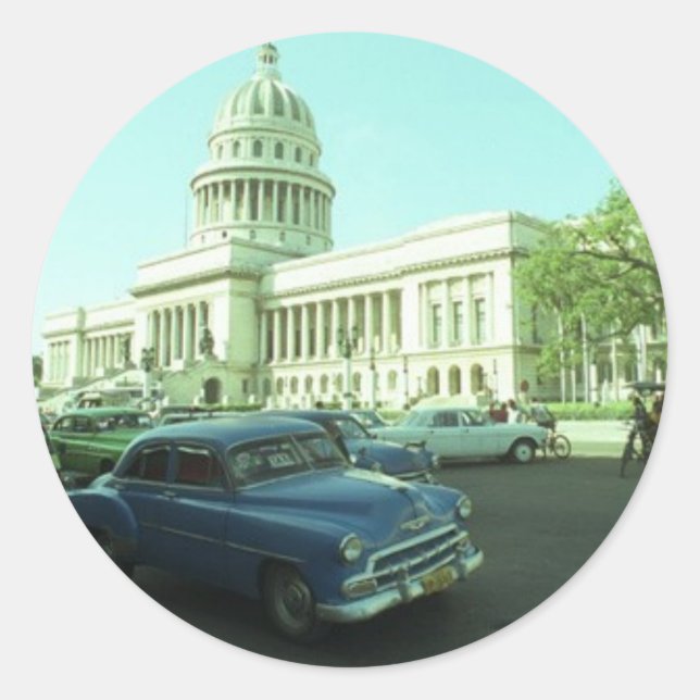 Classic Car Havana Cuba Round Sticker (Front)