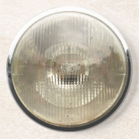 Classic car headlamp with round clear glass lens