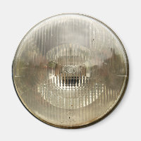 Classic car headlamp with round clear glass lens