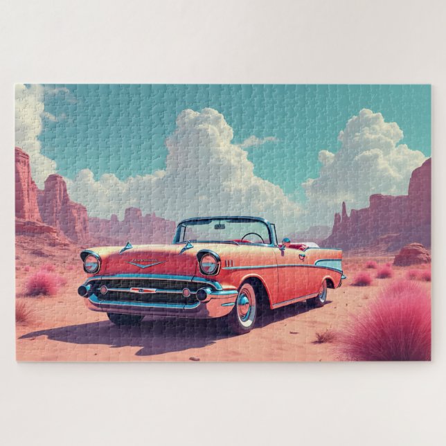 Classic Car In The Desert Jigsaw Puzzle (Horizontal)