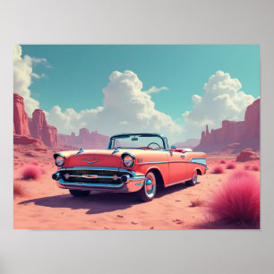 Classic Car In The Desert Poster