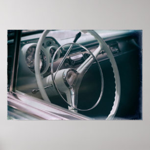 Classic Car Interior Retro Mid-Century Automobile Poster