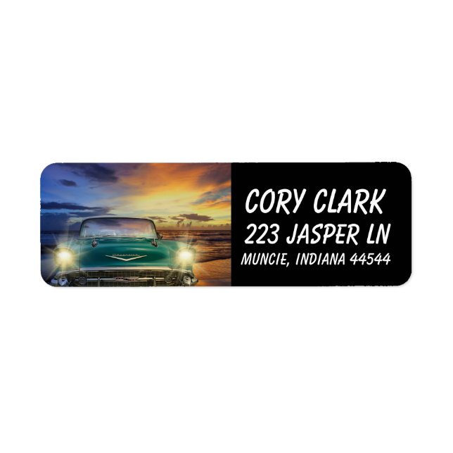 CLASSIC CAR OCEAN BEACH RETURN ADDRESS LABELS (Front)
