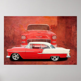 Classic Car Poster 1955 1956 Chevy 55 56