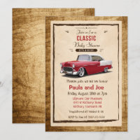 Classic Car Retro Baby Shower Invitation