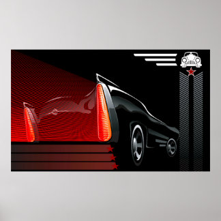Classic Car Retro Design Poster - Black & Red