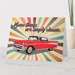 Classic Car Retro Happy Birthday Greeting Card