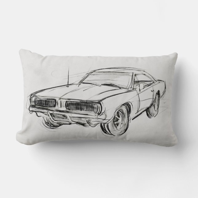 Classic Car Sketch IV Lumbar Cushion (Front)