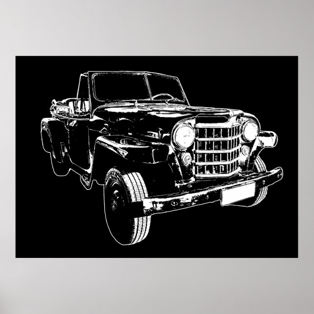 Classic car stencil style graphic poster (Front)