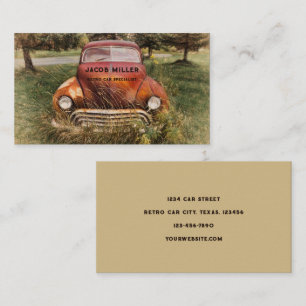 Classic Car Vintage Red Rustic Business Card