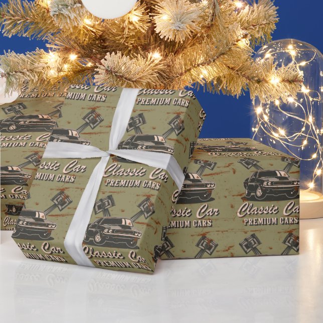 Classic Car Vintage Wrapping Paper (Holidays)