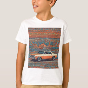 Classic car with blue and orange pattern  T-Shirt