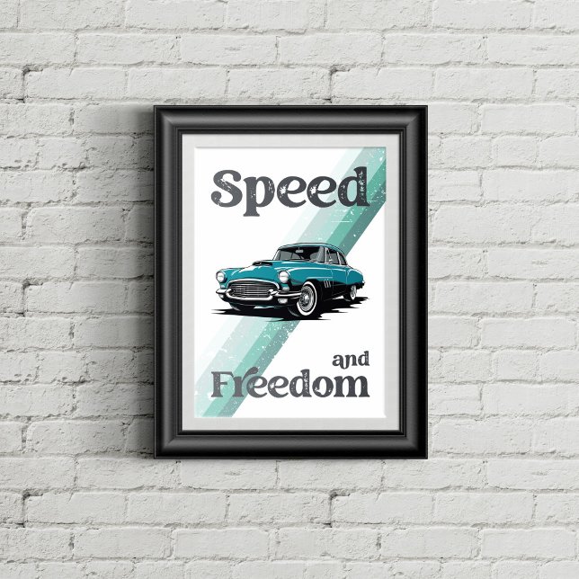 Classic car with typography. poster (Creator Uploaded)